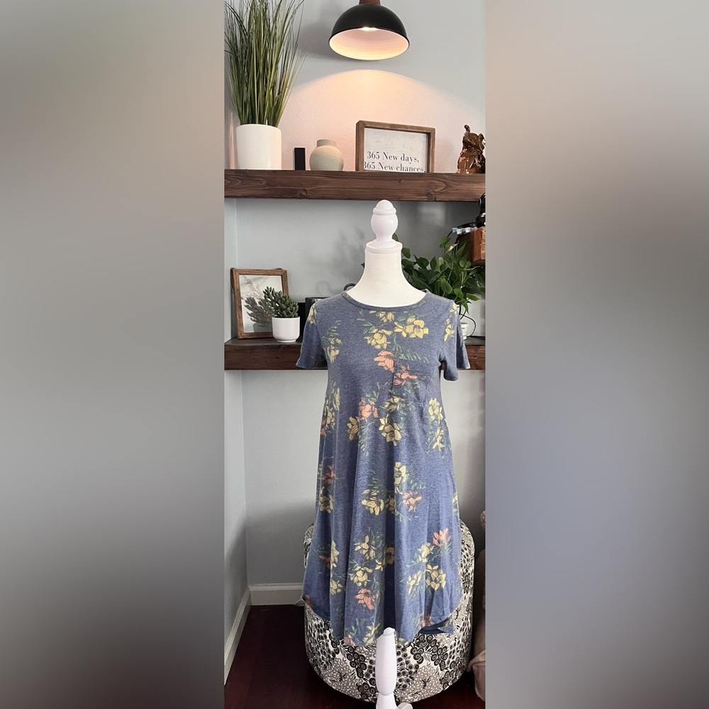 Lularoe Carley Floral Blue Dress